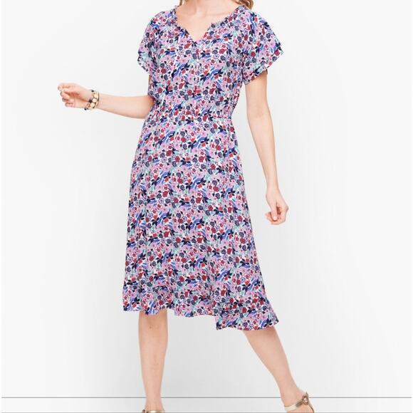 Talbots Dresses & Skirts - Women's Talbots 14 Petite Paradise Floral Popover Purple Pink White